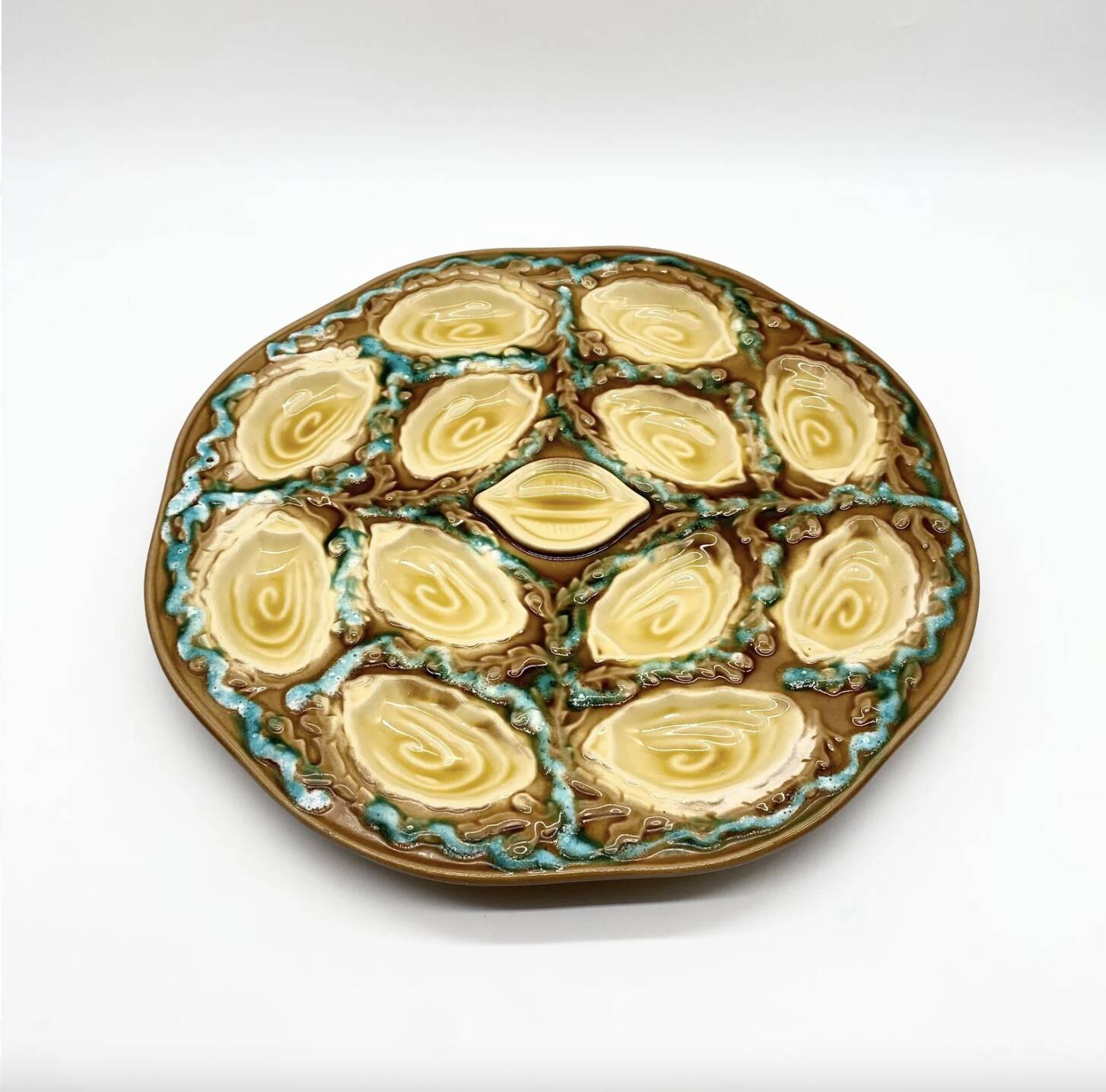 Large “Blue & Yellow” slip dish – 1950s