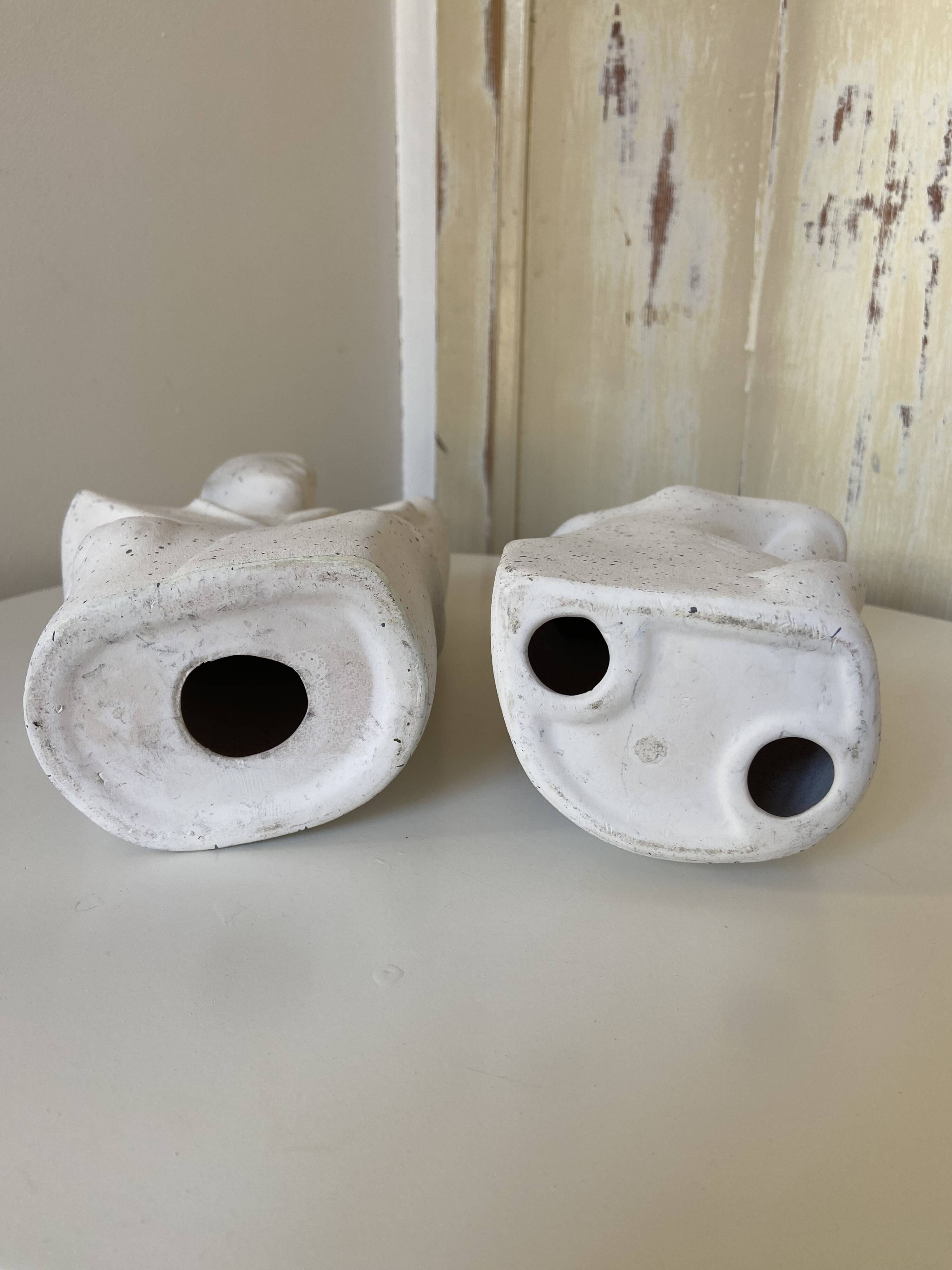 Duo Man Woman Plaster Busts - Style of Lindsey B. Balkweil