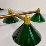 Large brass and green opaline pendant lamp 260 cm 1970s
