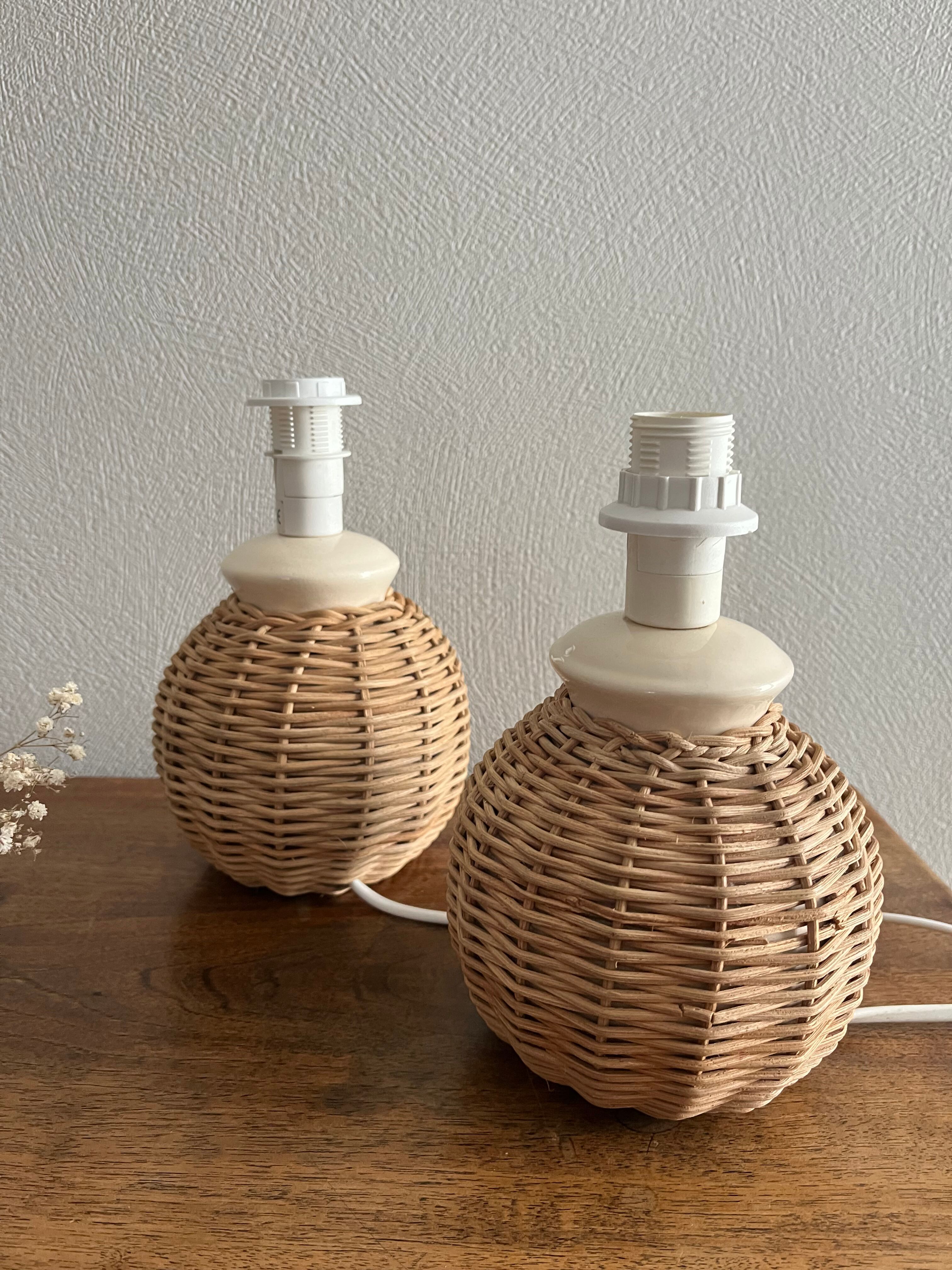 Pieds de lampes de chevet boule en rotin tressé