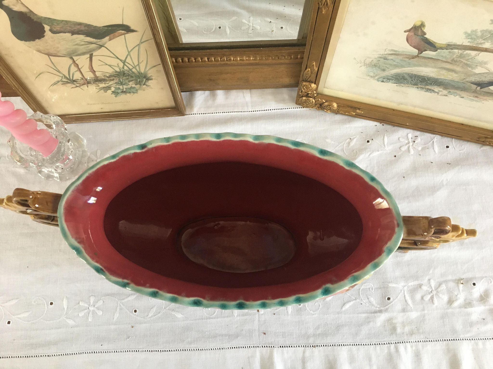 Art Nouveau planter barbotine Majolica 19th