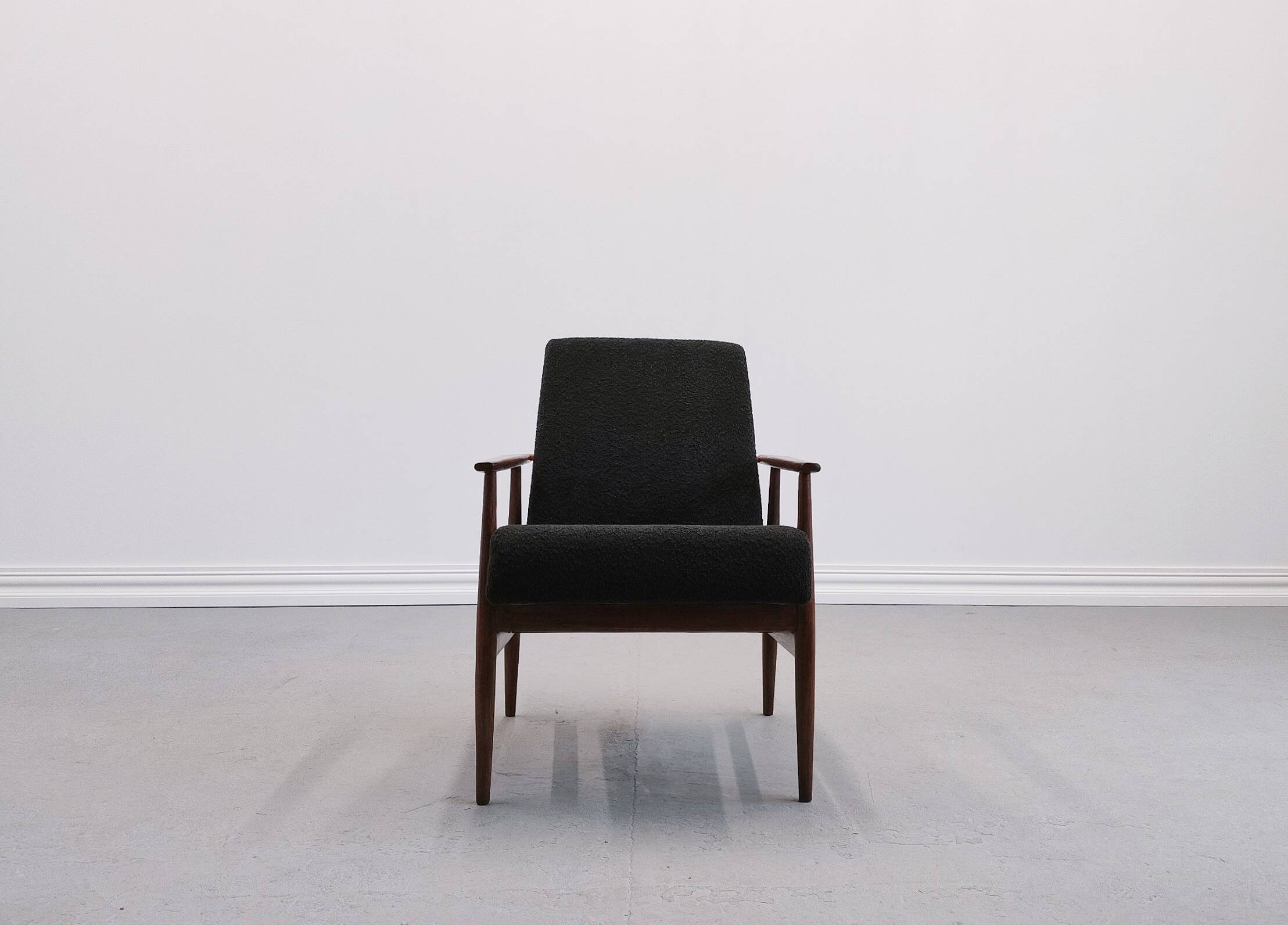 Henryk Lis armchair in black boucle 1960