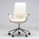 Neuf chaises à dossier haut en cuir blanc sur roulettes par Fabricius & Kastholm.