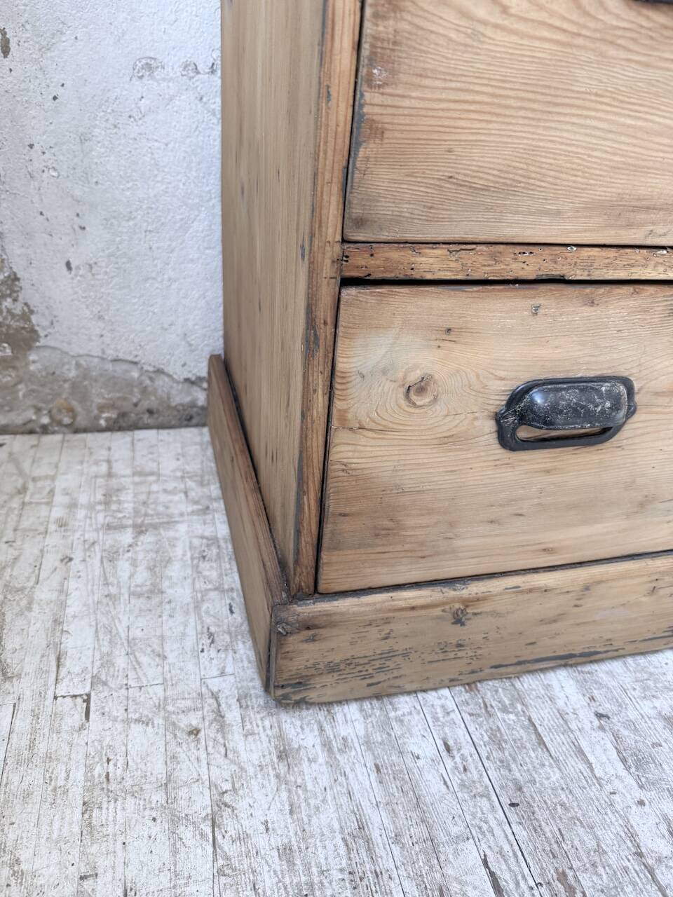 1950s pine workshop cabinet with drawers