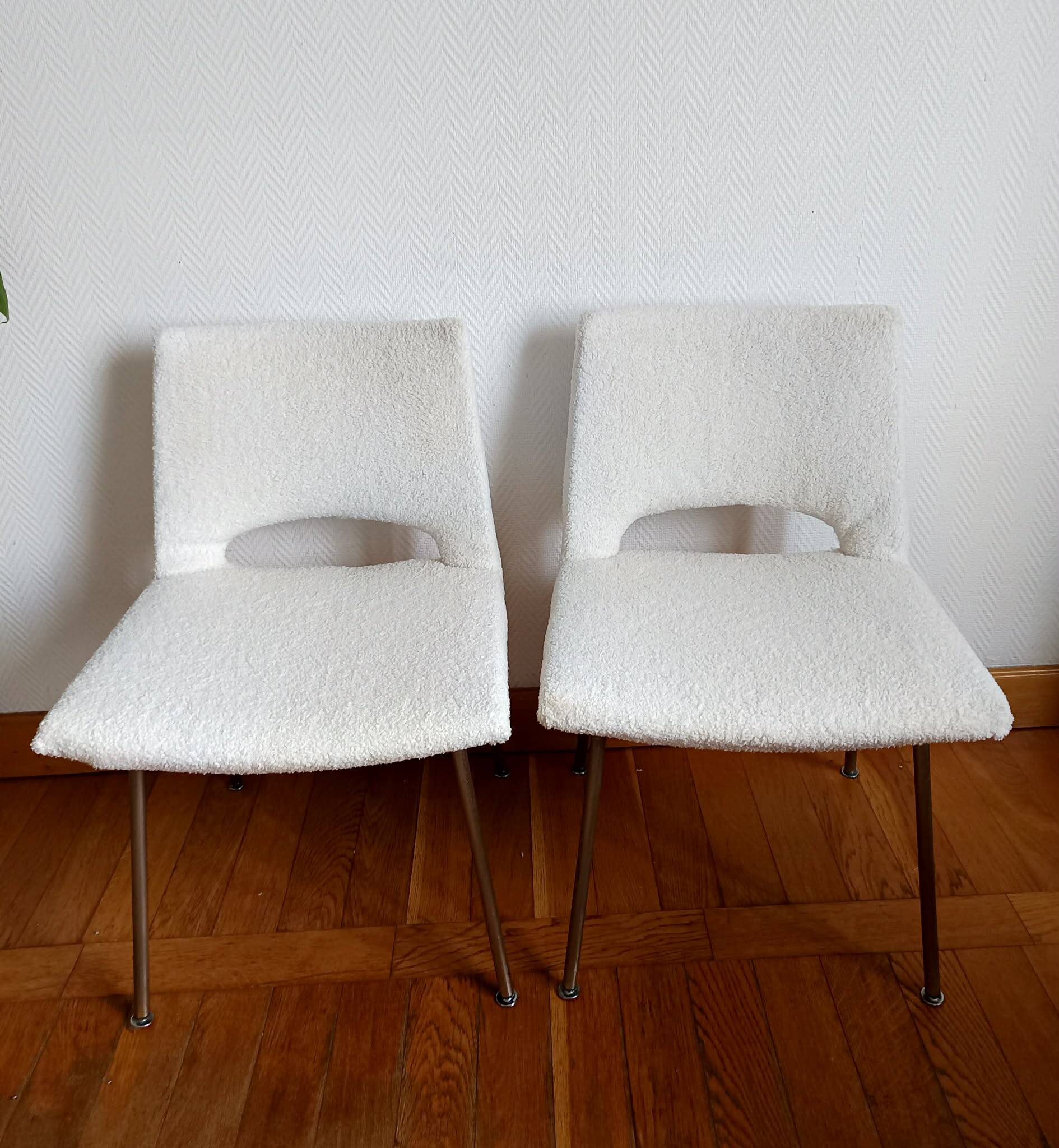 Paire de chaises bouclettes Georges Frydman 1960