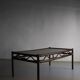 Dark rattan glass coffee table | 1980s