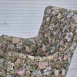1970s, Danish armchair, reupholstered, flowers furniture fabric.