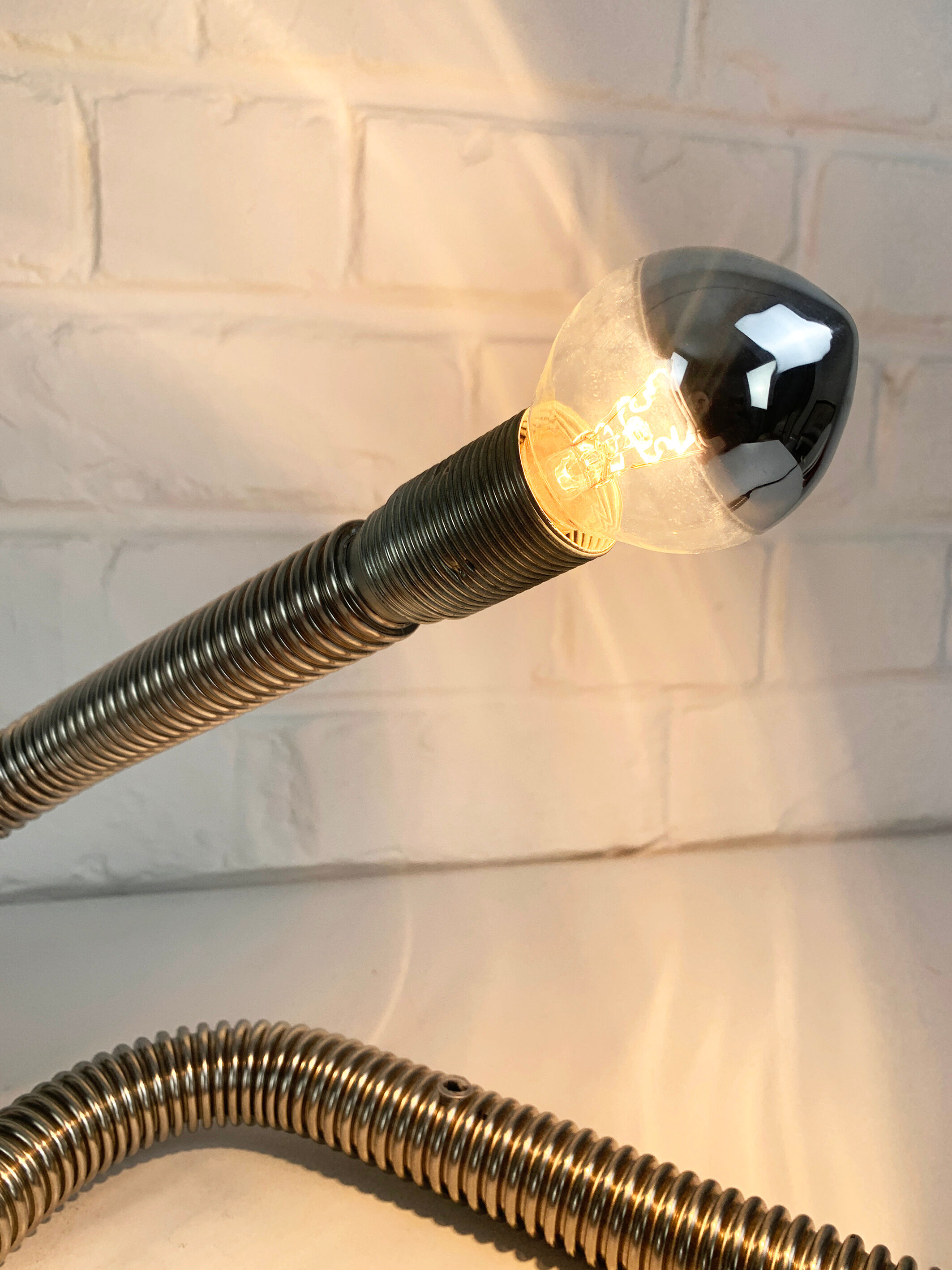 Table lamp snake minimalist flexible tube cobra chromed metal