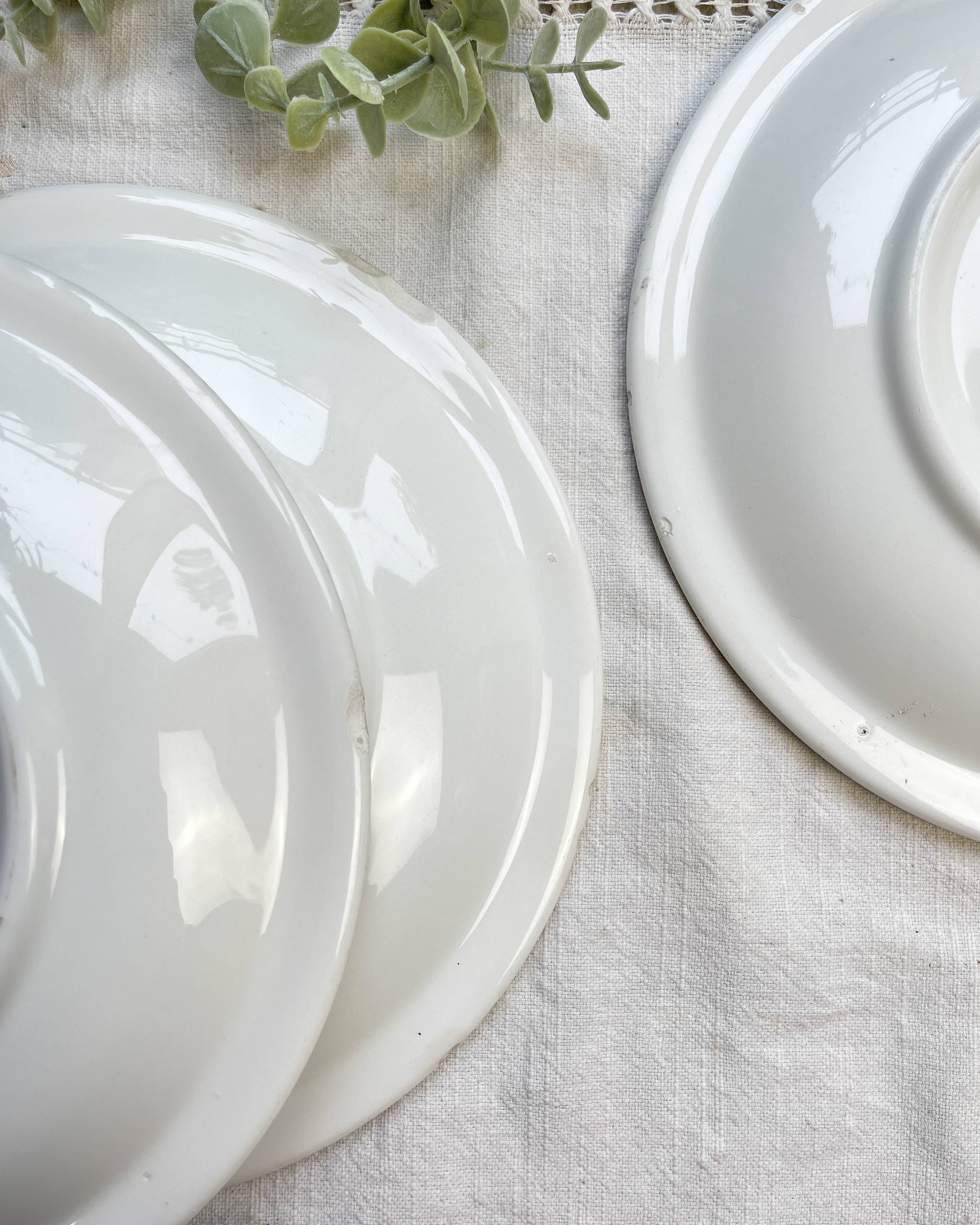 3 Black and white speckled Italian earthenware plates