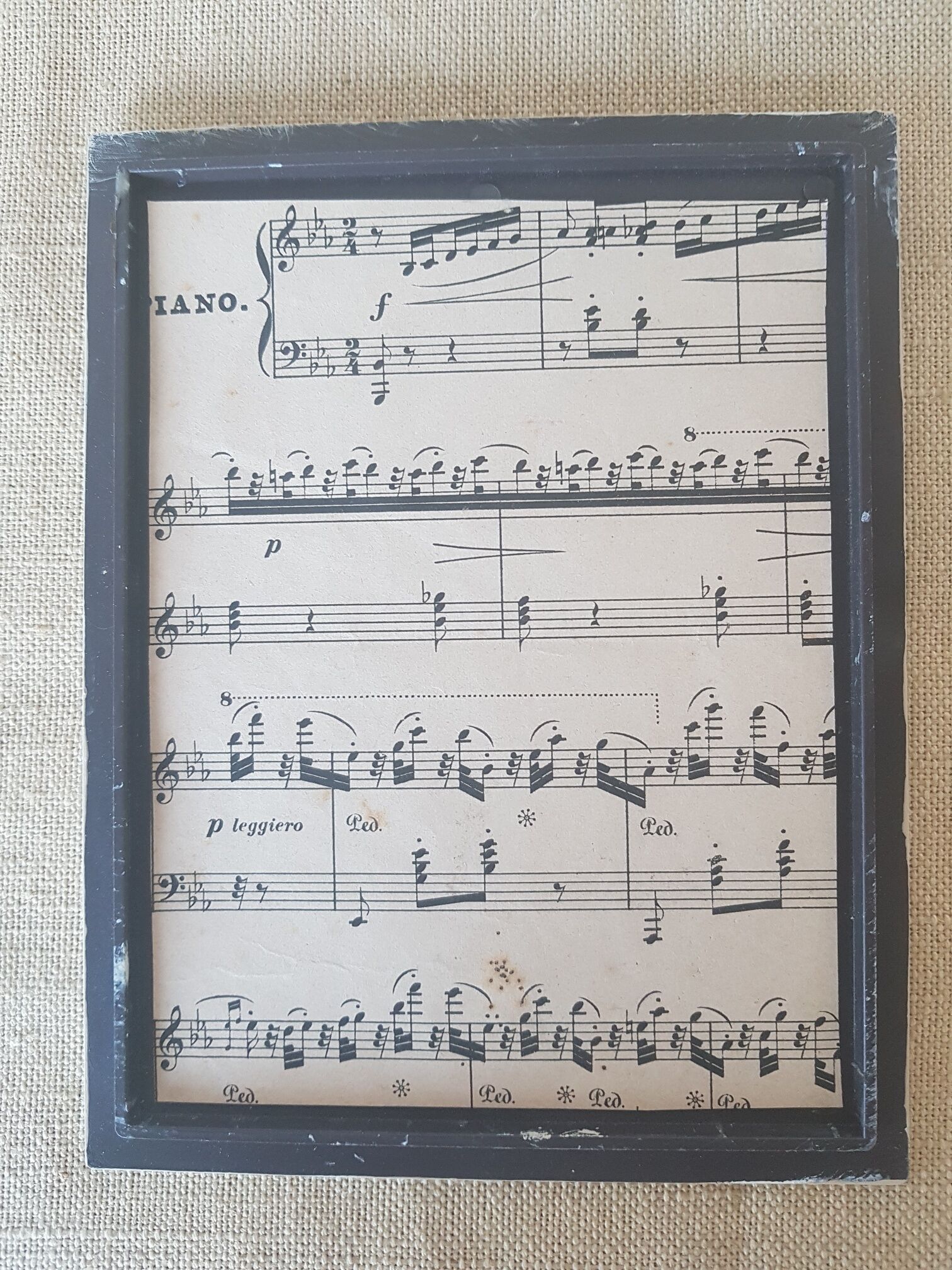 Rectangular frame patinated gray linen