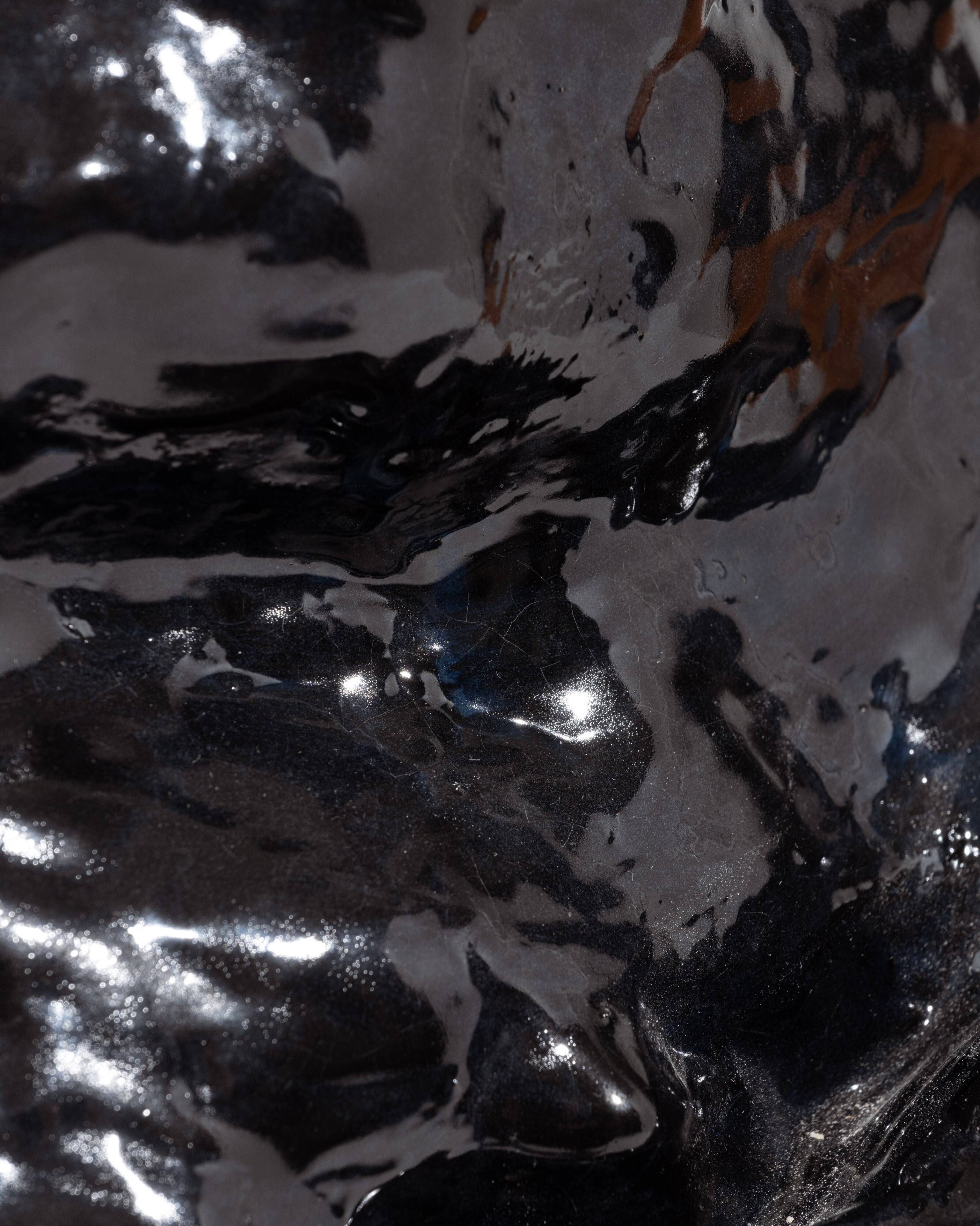 Glossy black stoneware vase