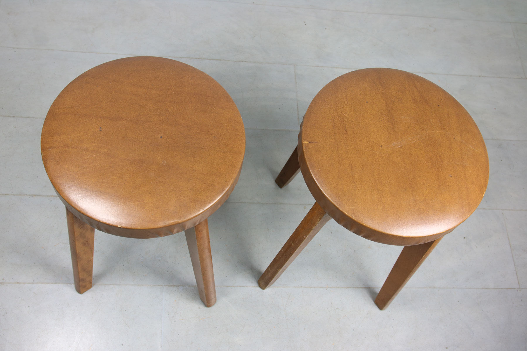 Mid-century brown leatherette stools