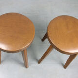 Tabourets en similicuir brun
