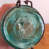 Molded glass jar jar canned vintage blue