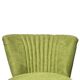 Pair of forest green cocktail chairs in fabric and wood, 1950s, ribbed shell backrest.