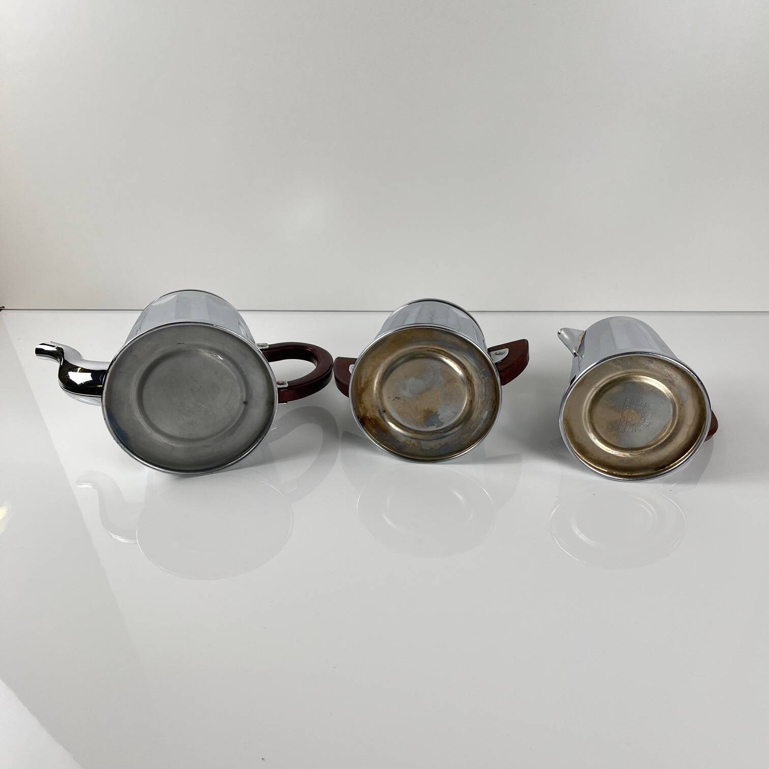 Vintage chrome-plated metal and bakelite coffee set, 1940s/50s