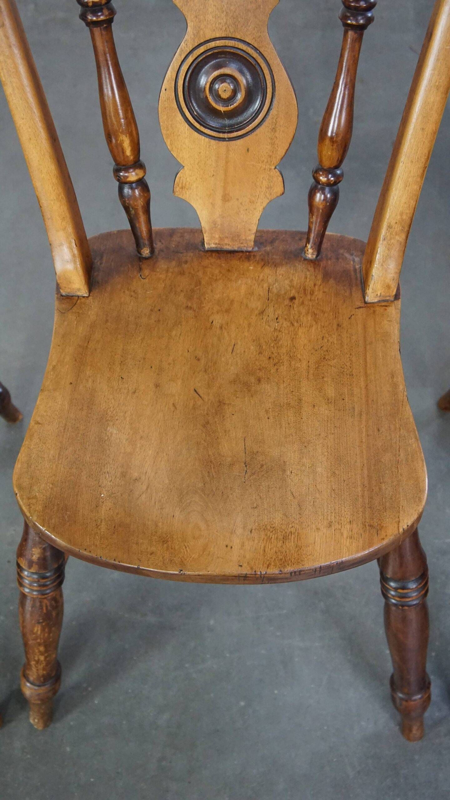Antique set of 4 wooden dining chairs from the 19th century