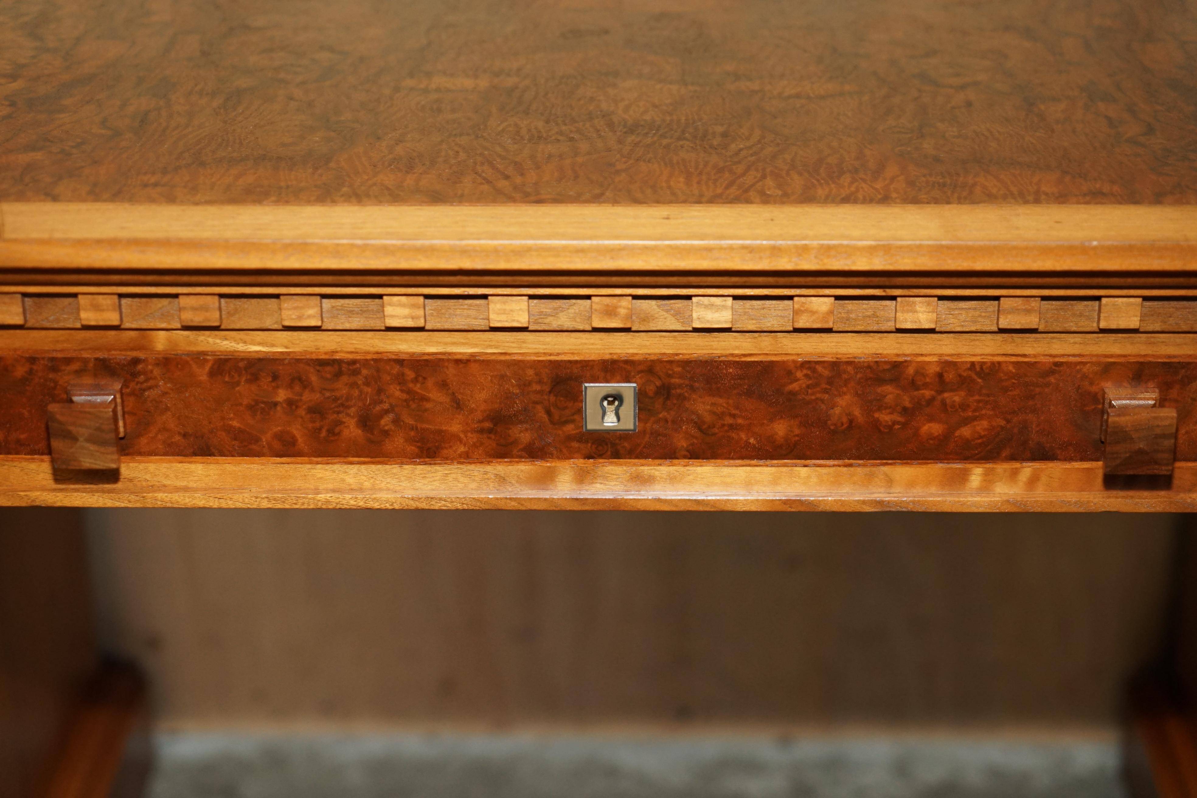 David Linley Burr walnut chest of drawers for light restoration.