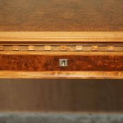 David Linley Burr walnut chest of drawers for light restoration.