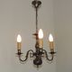 Italian Vintage Silver Brushed Metal 3 Light Flemish Style Chandelier