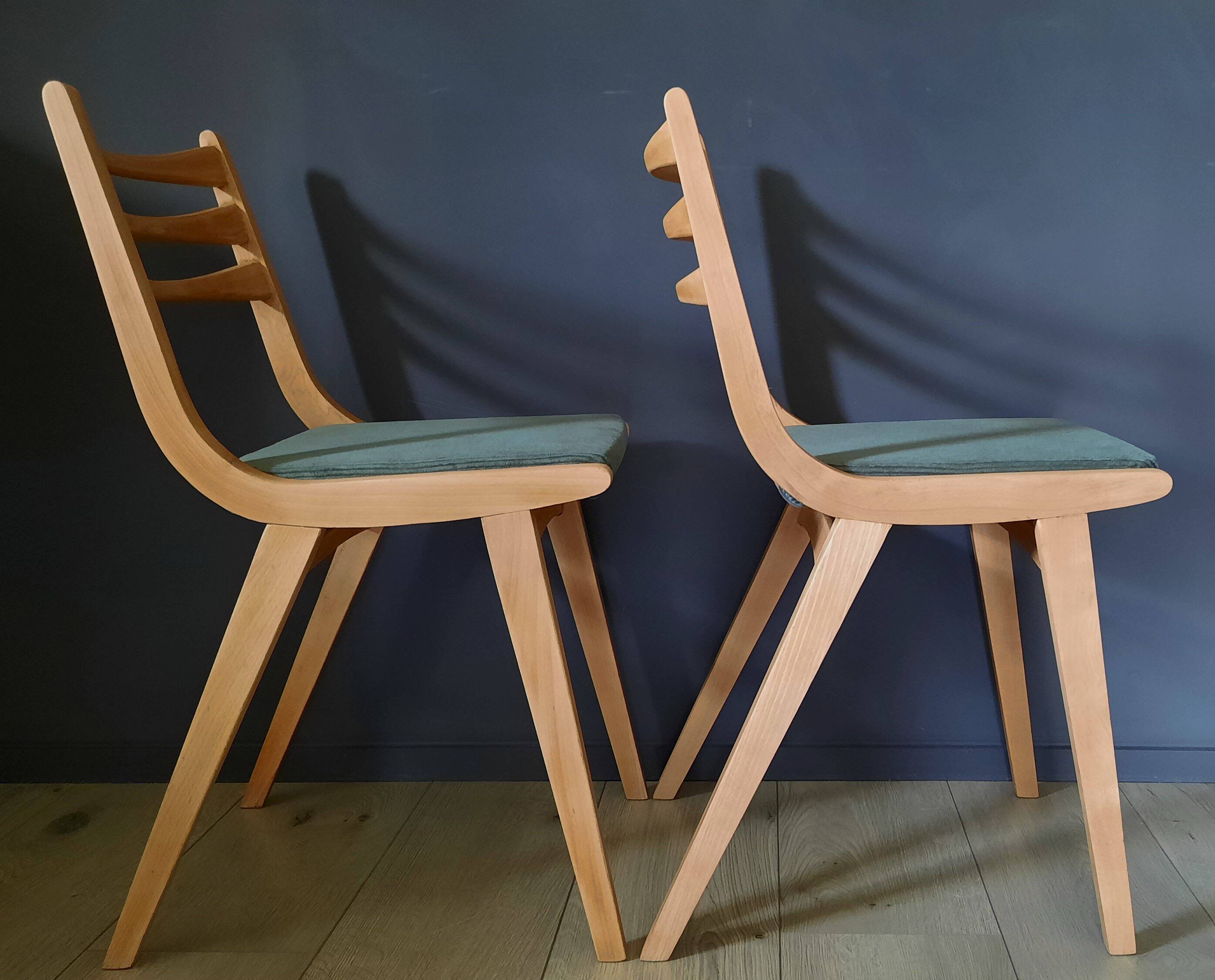 Pair of restored 1960s compass leg chairs