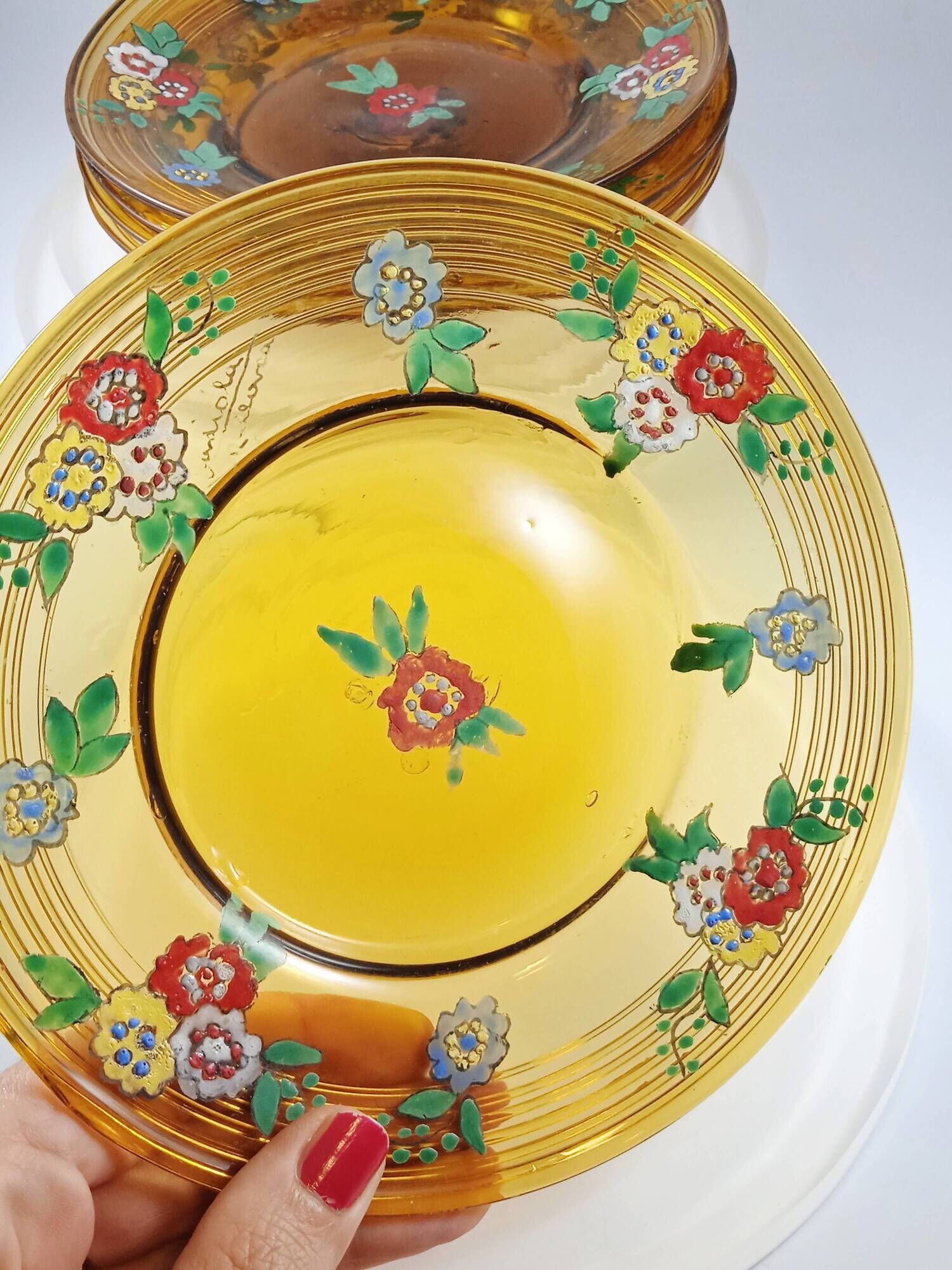 Set of 5 plates in blown glass Gordiola Mallorca