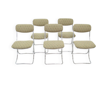 Set of 6 vintage design chairs in chrome metal – 1970s