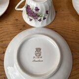 Set of 6 cups and under coffee cups in fine porcelain from Chauvigny, made in France.