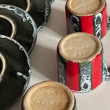 6 vintage luc vallauris art ceramic cups and saucers