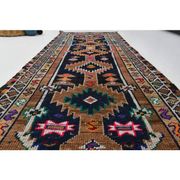 1970s Vintage Turkish Oushak Handmade Wool Cotton Brown Runner Rug 96x301