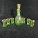 Art deco liqueur service in light green frosted glass