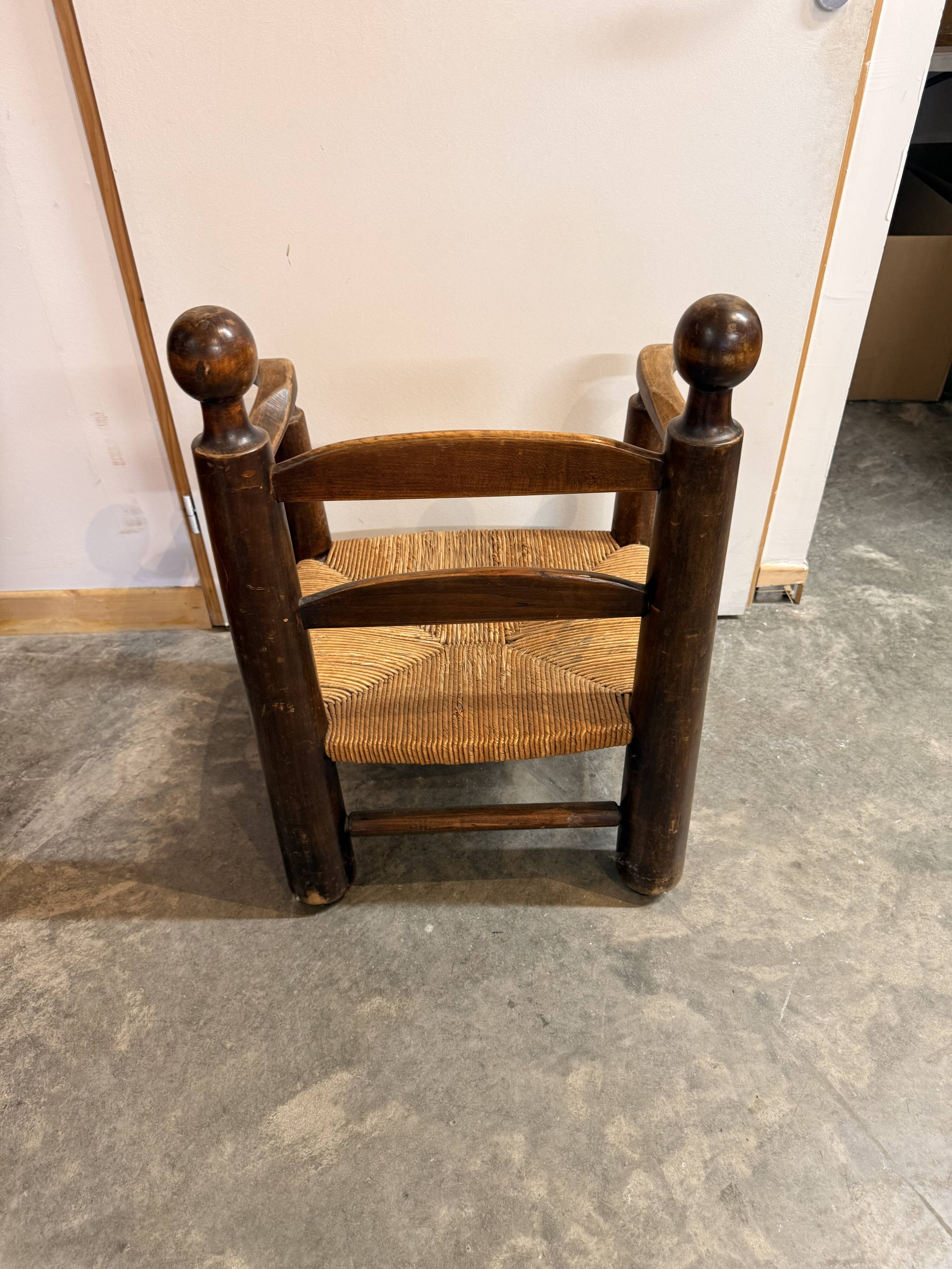 Fauteuil paillé rustique en chêne massif – Style campagne