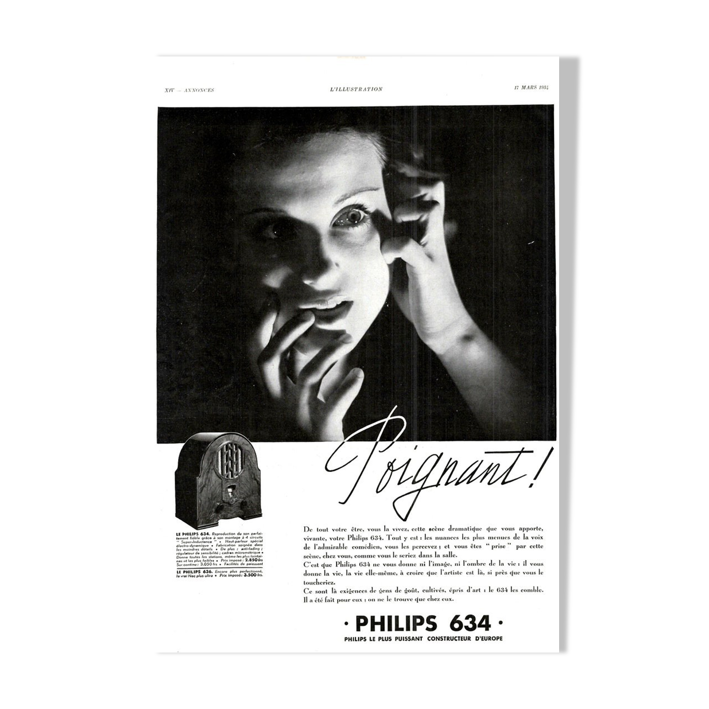 Vintage poster 30s Radio TSF Philips