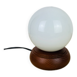 Opaline globe pine lamp from the 60s