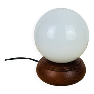Opaline globe pine lamp from the 60s