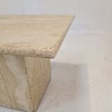 Table basse italienne en travertin, années 1980