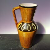 Scheurich europ linie vase beige & black ceramic + vintage germany handle
