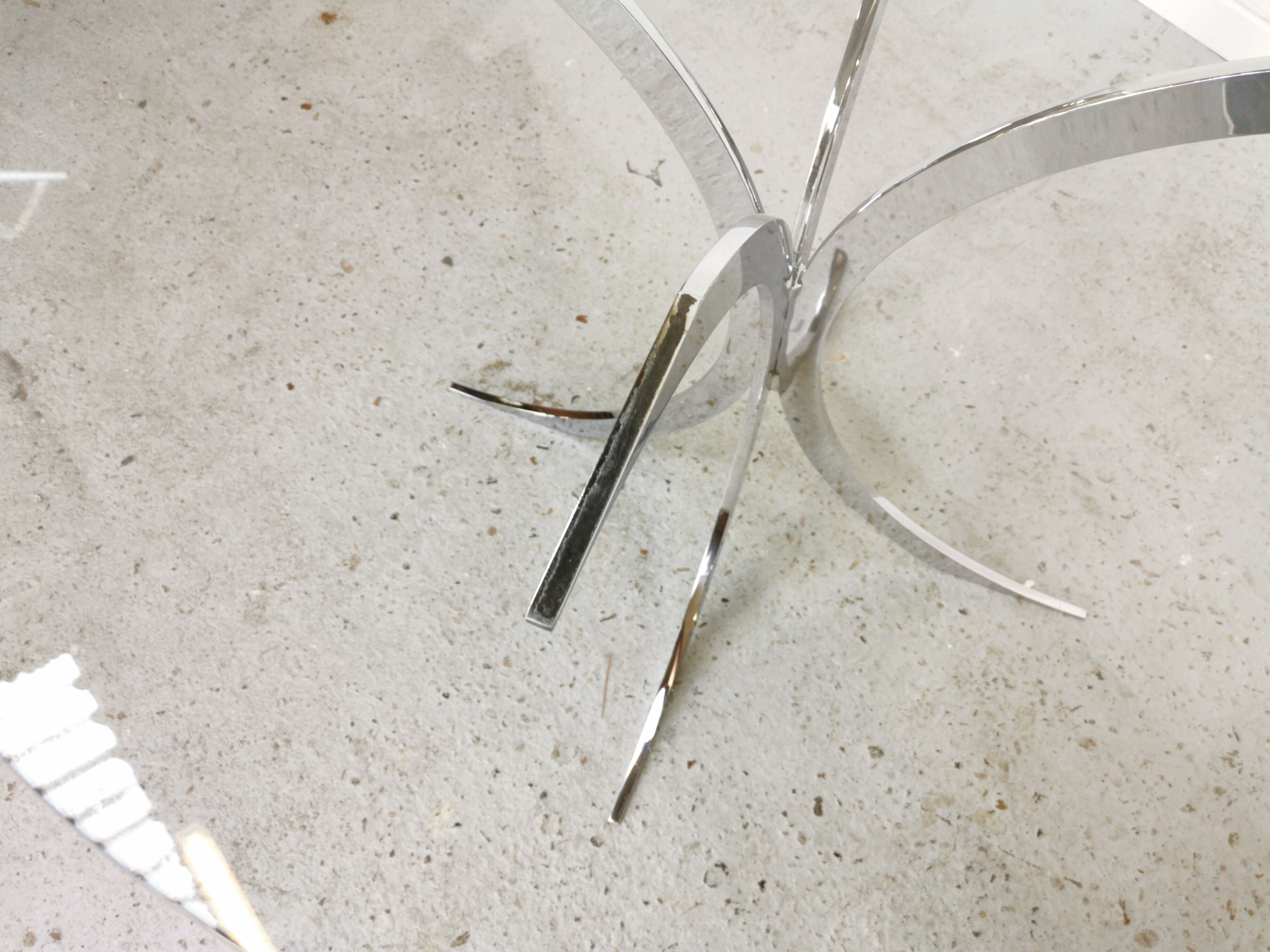 Table vintage verre et chrome 1970