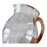 Blown glass pitcher with pink handle