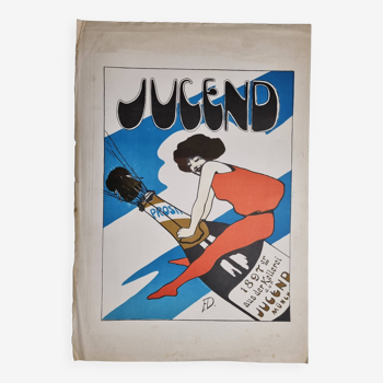 Lithographic poster "Jugend", Art Nouveau, vintage reproduction after Fritz Dannenberg