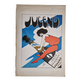 Lithographic poster "Jugend", Art Nouveau, vintage reproduction after Fritz Dannenberg