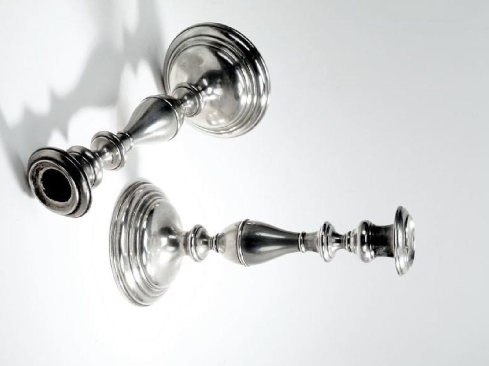 Bougeoirs en laiton plaqué de Henniger, 19e siècle, ensemble de 2