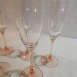 Champagne flutes pink feet LUMINARC year 70