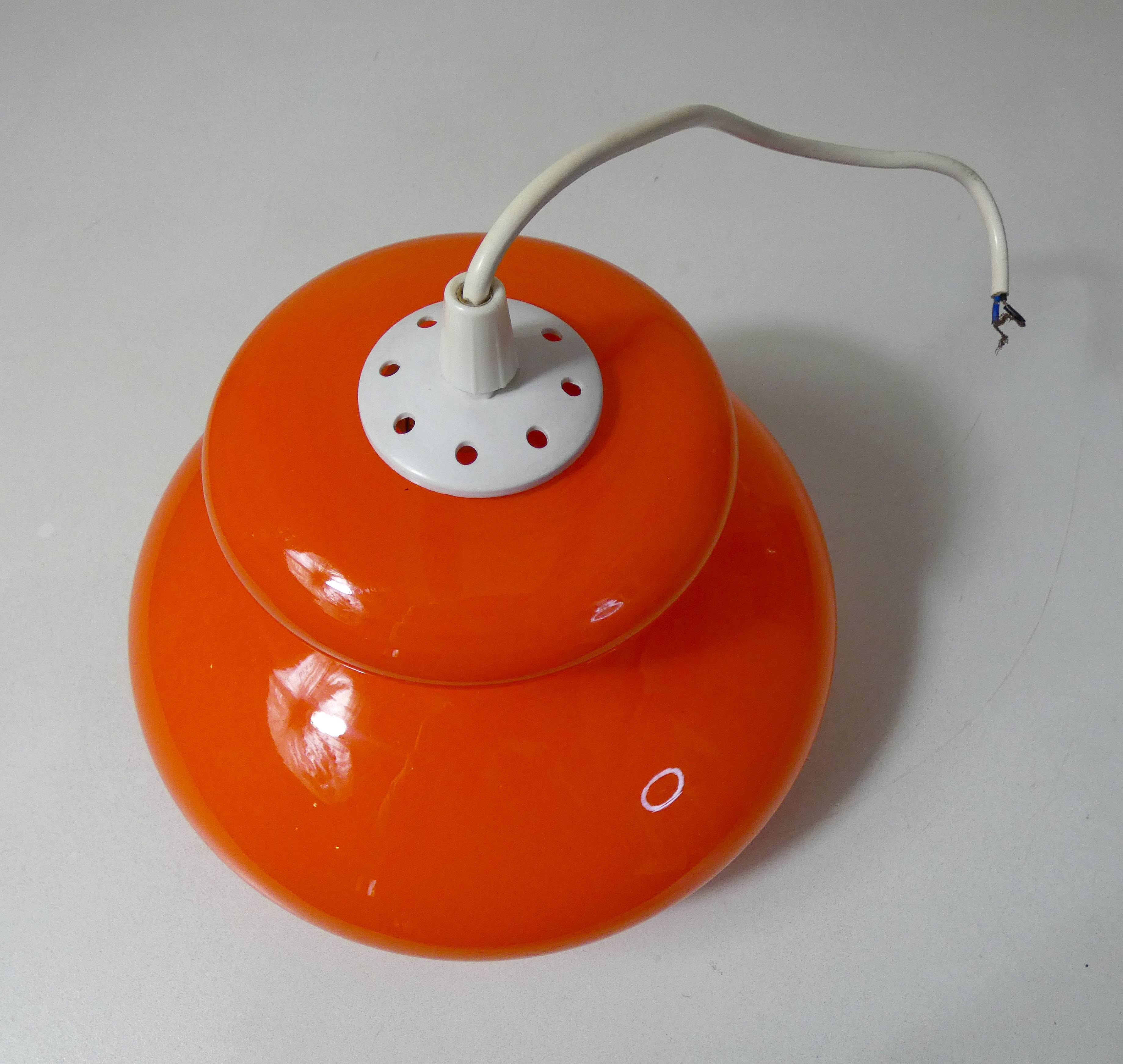 Orange glass pendant light