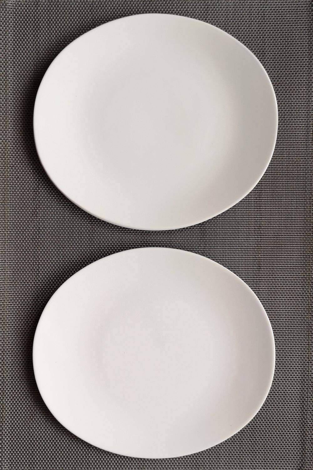 Set of 4 oval enameled ceramic plates - Handcrafted