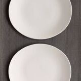 Set of 4 oval enameled ceramic plates - Handcrafted