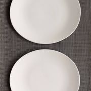 Set of 4 oval enameled ceramic plates - Handcrafted