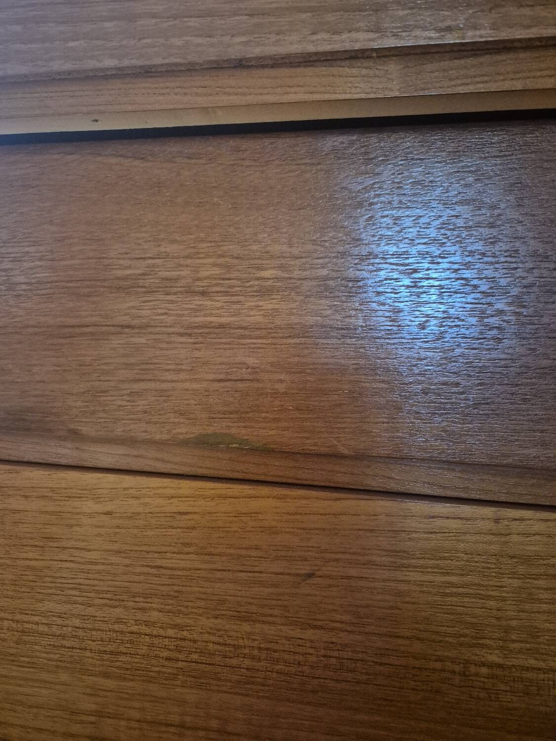 Teak veneer chest of drawers