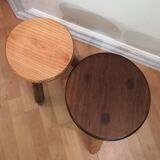 Two tripod stools wooden feet pencils