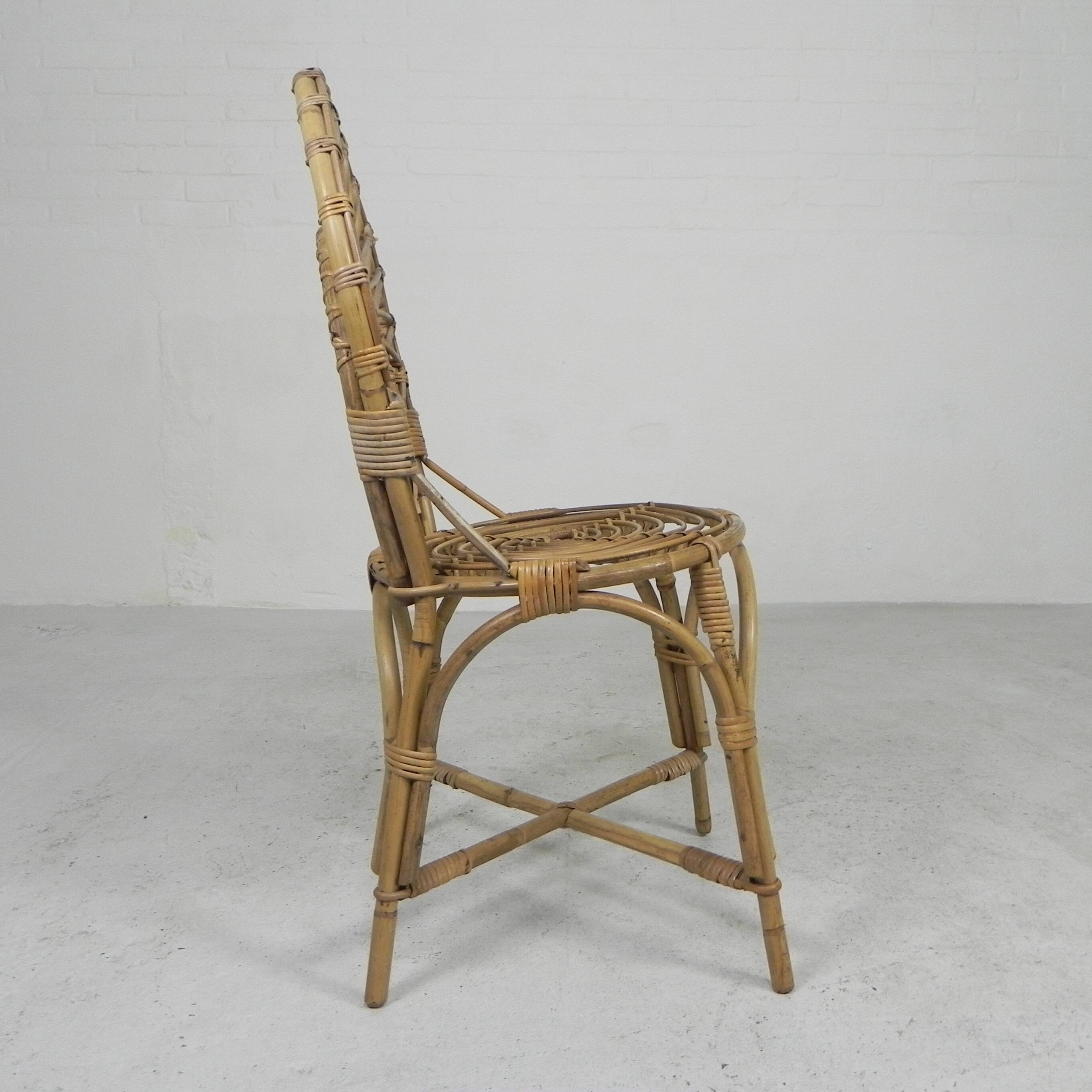 Bamboo chair, dining table chair, 1950s
